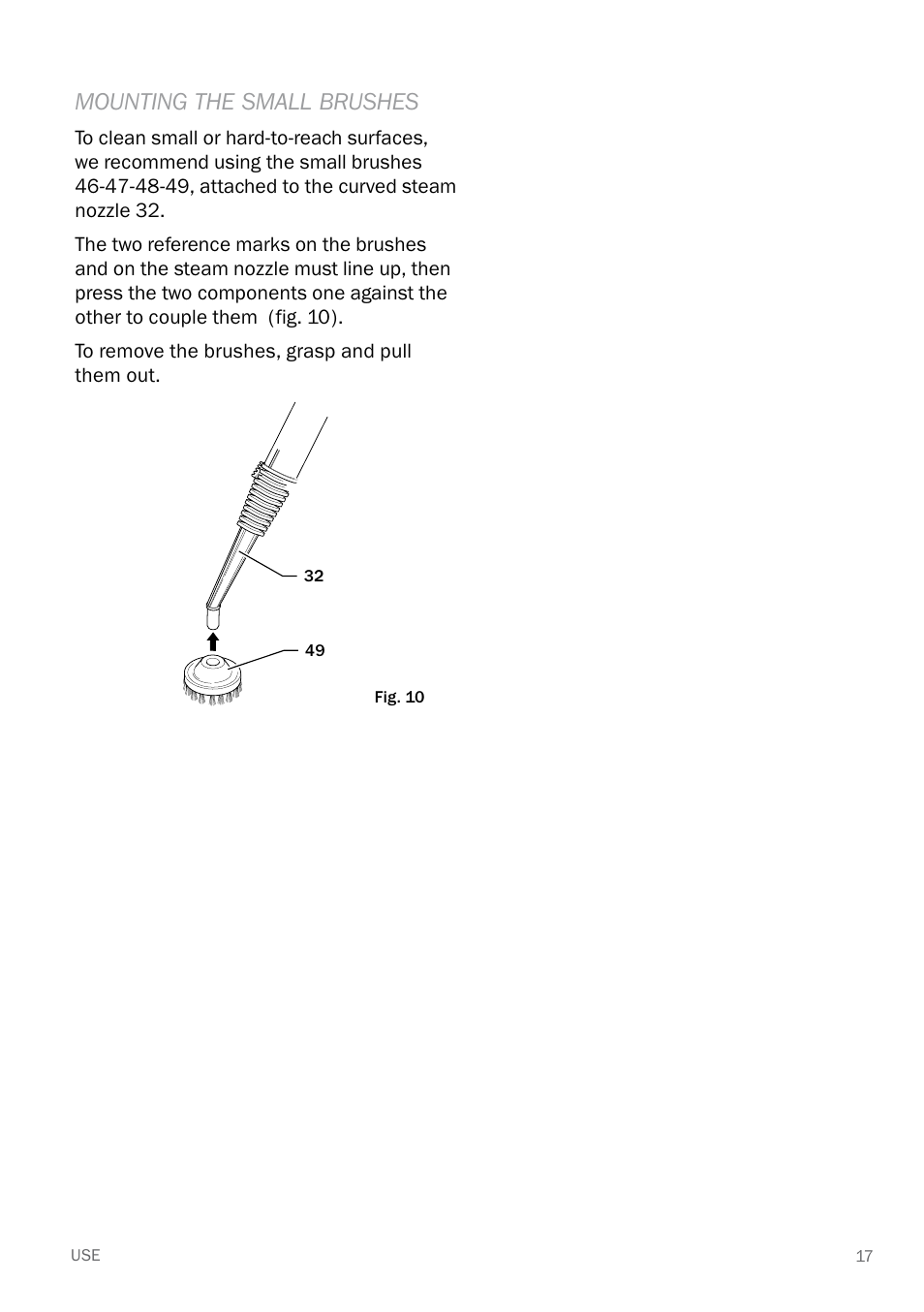 Mounting the small brushes | Reliable E40 User Manual | Page 19 / 34