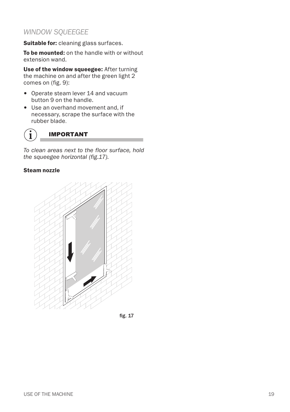 Window squeegee | Reliable EV1 User Manual | Page 21 / 30