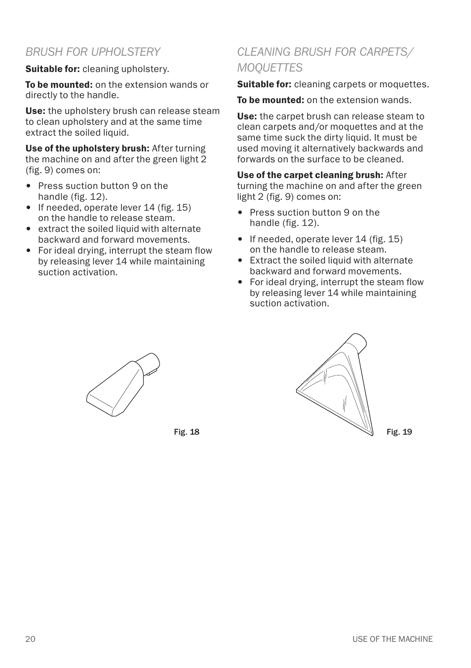 Brush for upholstery, Cleaning brush for carpets/ moquettes | Reliable EV1 User Manual | Page 22 / 30