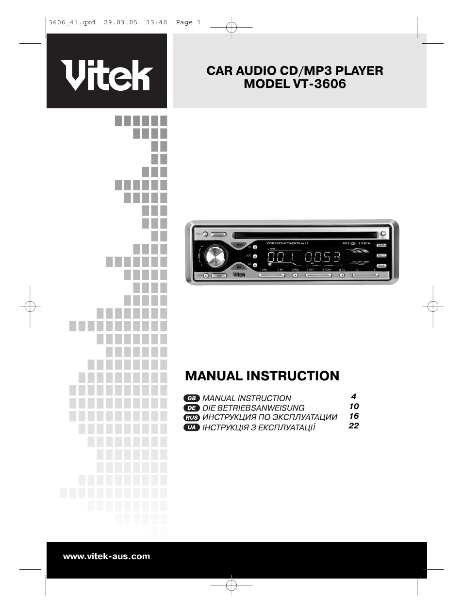 Vitek VT-3606 User Manual | 28 pages