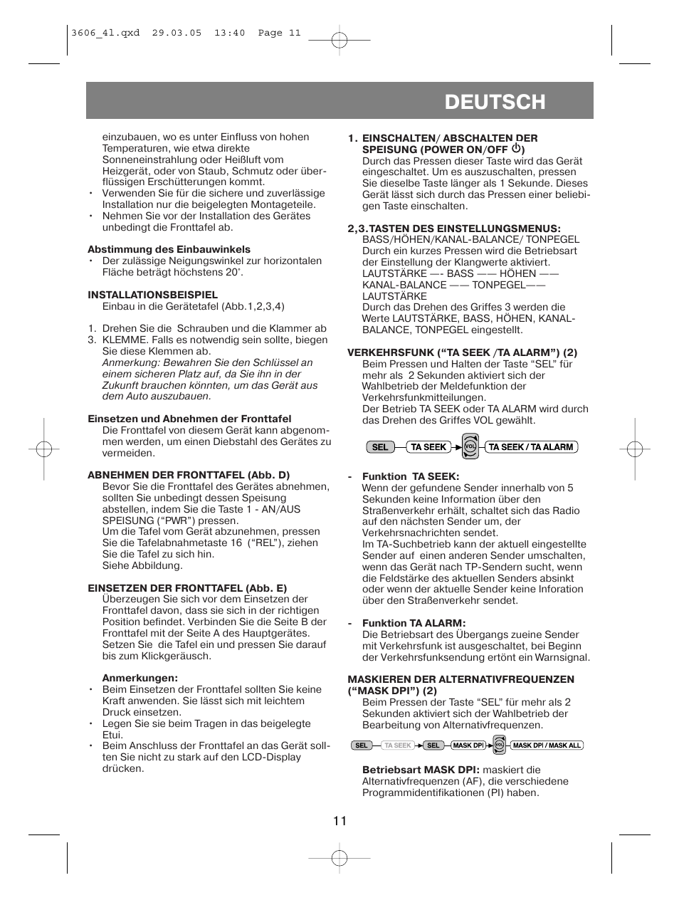 Deutsch | Vitek VT-3606 User Manual | Page 11 / 28