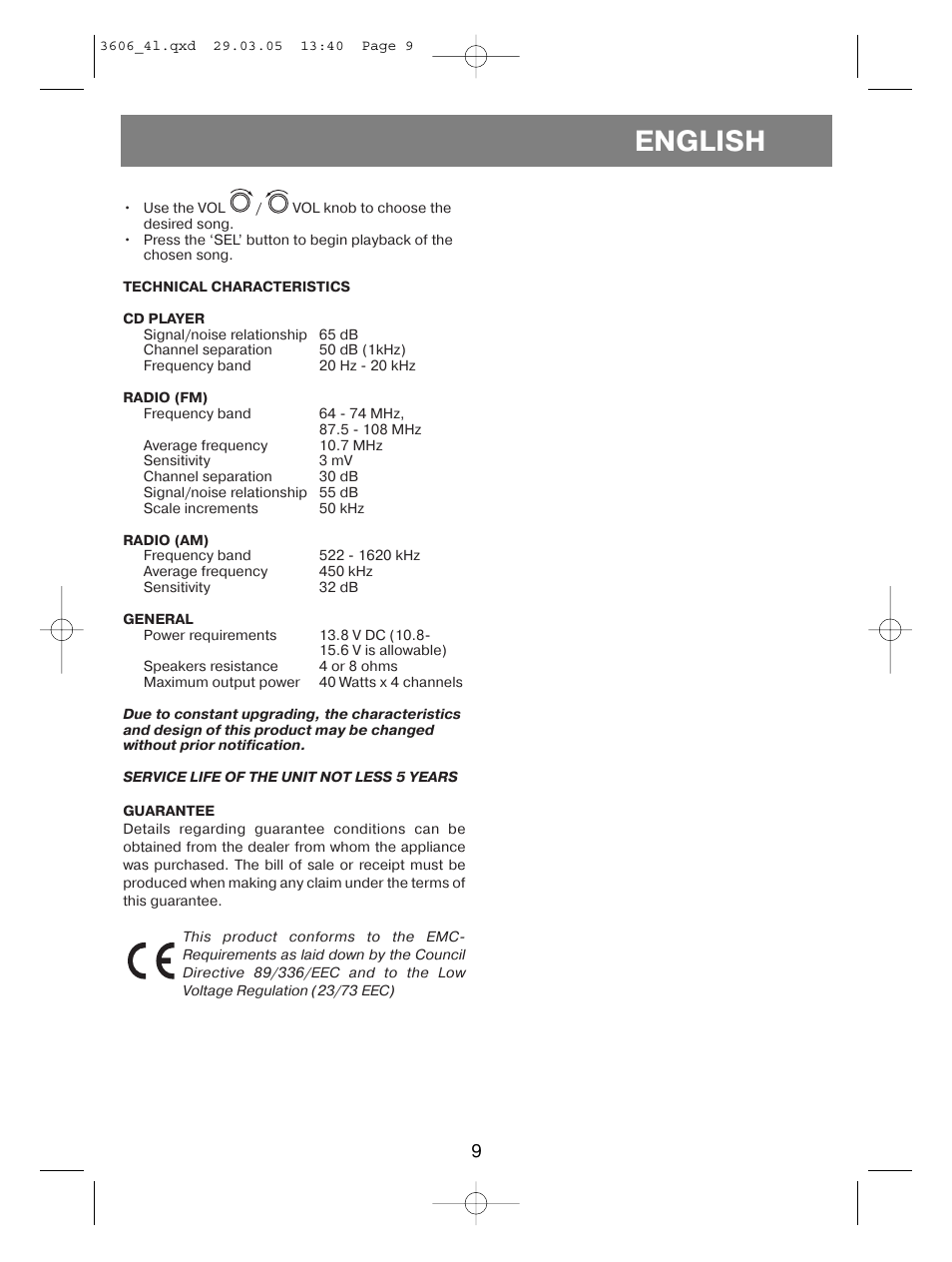 English | Vitek VT-3606 User Manual | Page 9 / 28