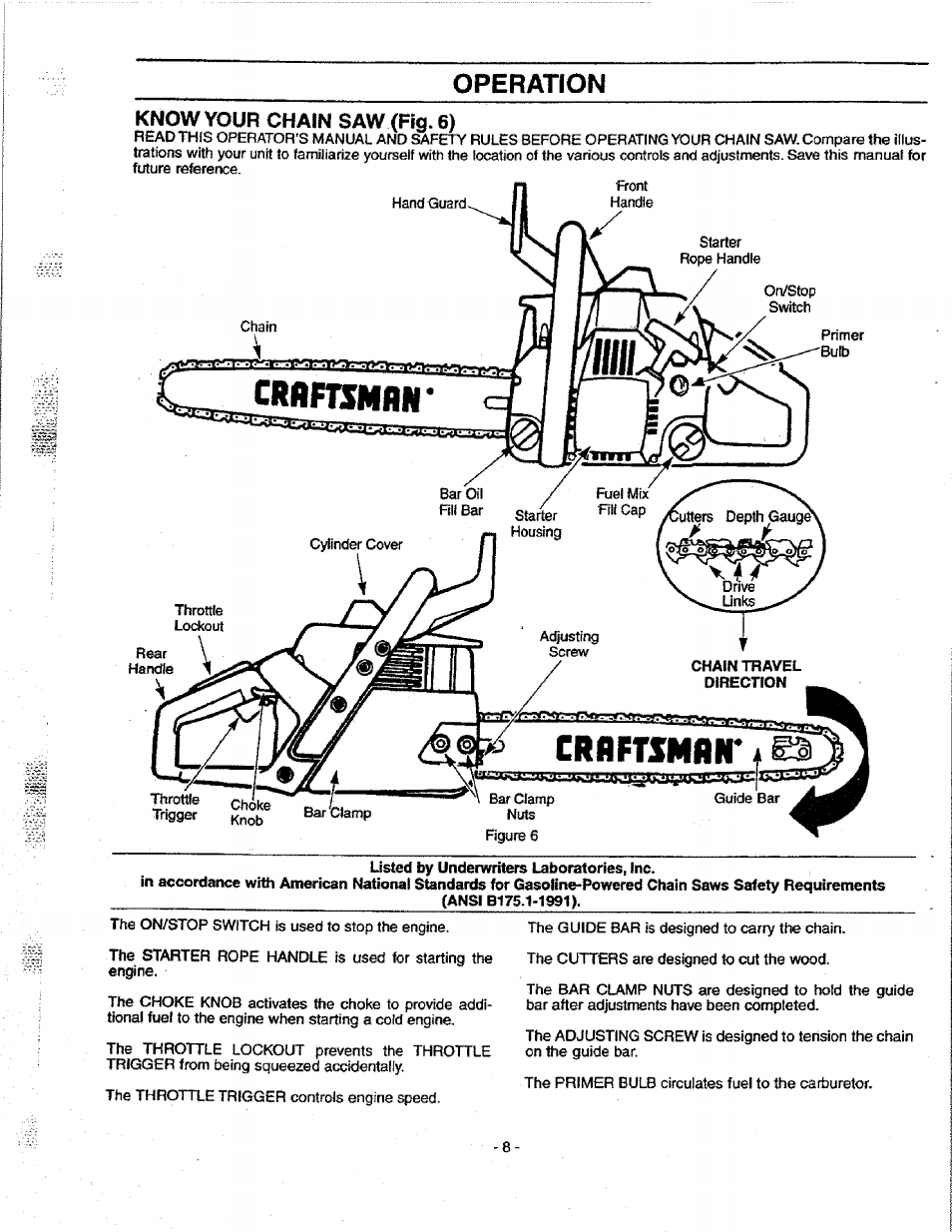 Operation | Craftsman 358.351080 User Manual | Page 8 / 32