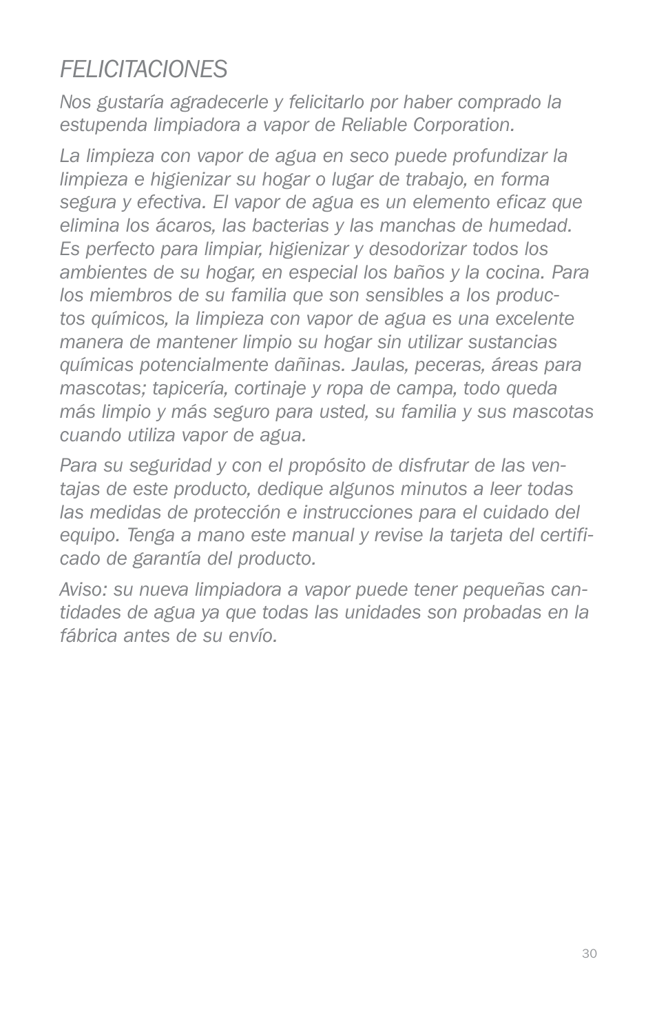 Felicitaciones | Reliable EP1000 User Manual | Page 32 / 45