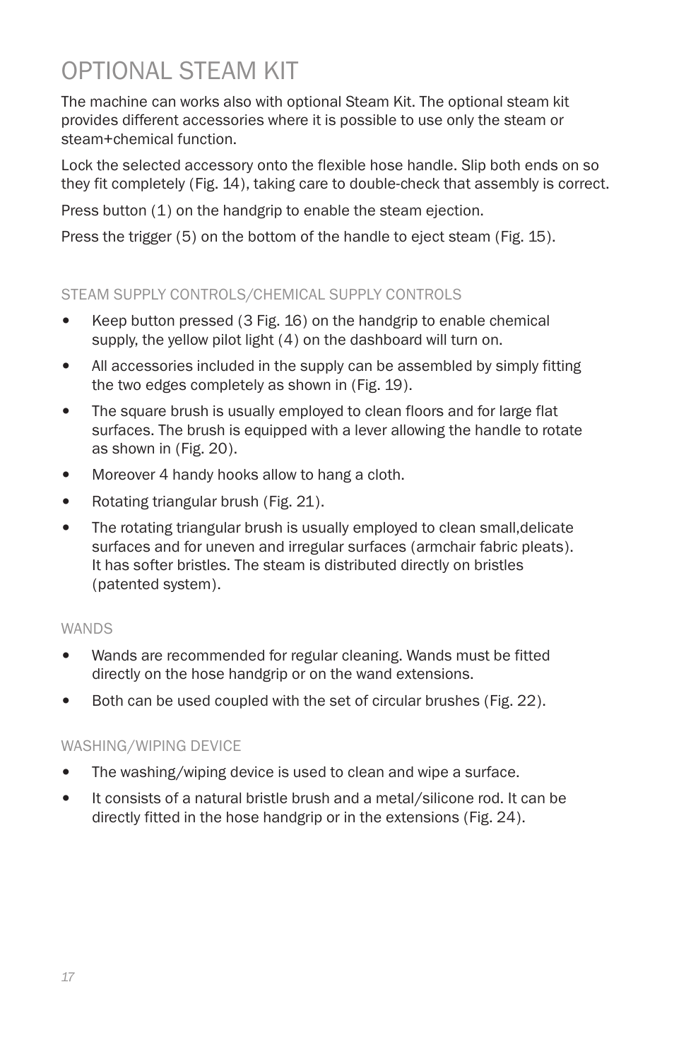 Optional steam kit | Reliable 2000CV User Manual | Page 20 / 64