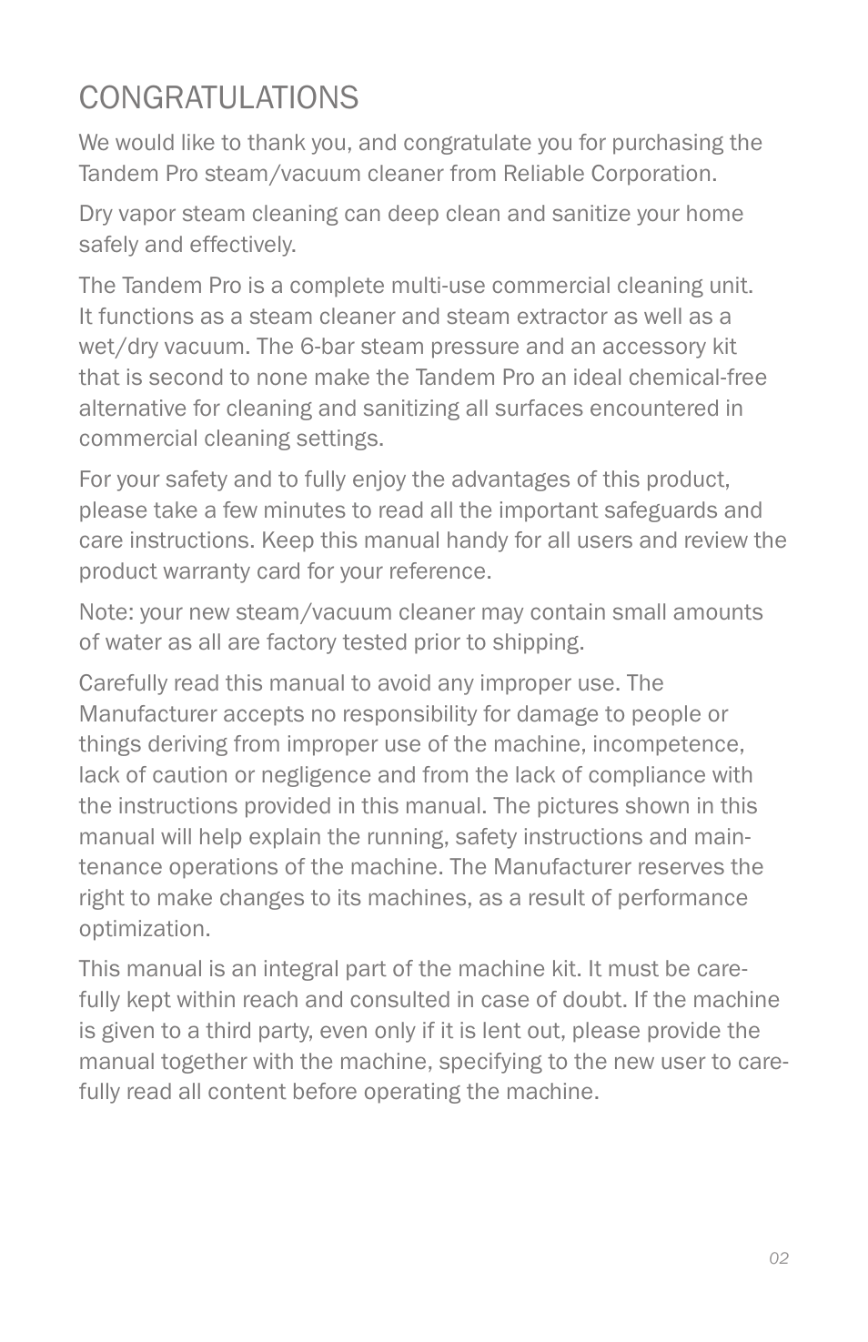 Reliable 2000CV User Manual | Page 5 / 64