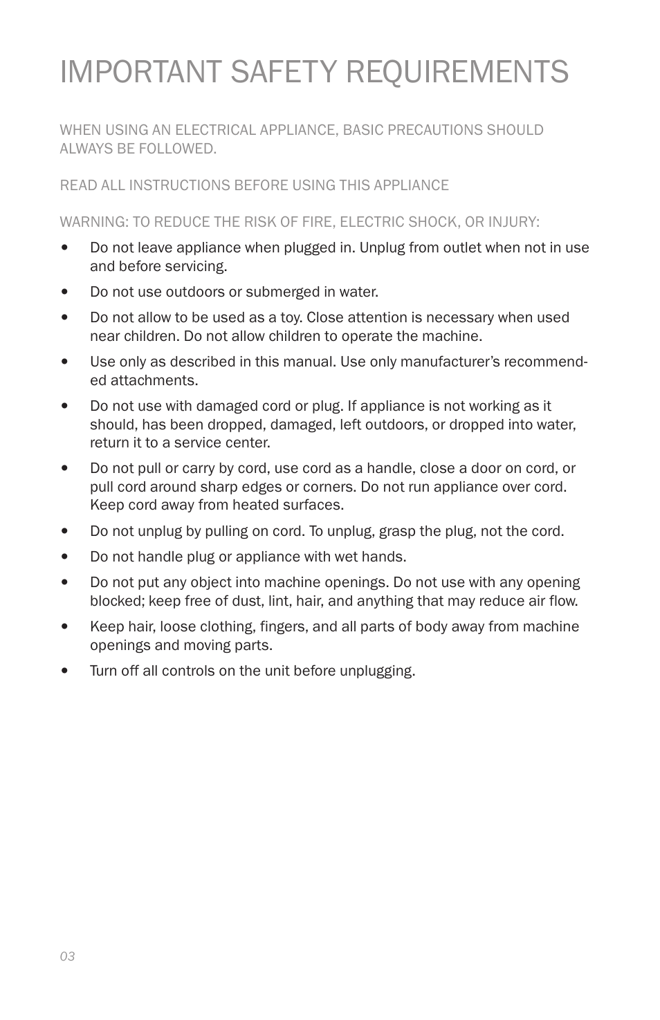Important safety requirements | Reliable 2000CV User Manual | Page 6 / 64