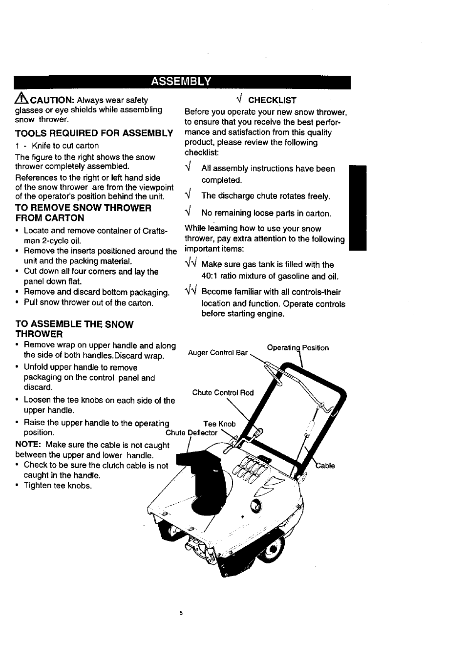 Assembly | Craftsman 536.885210 User Manual | Page 5 / 30