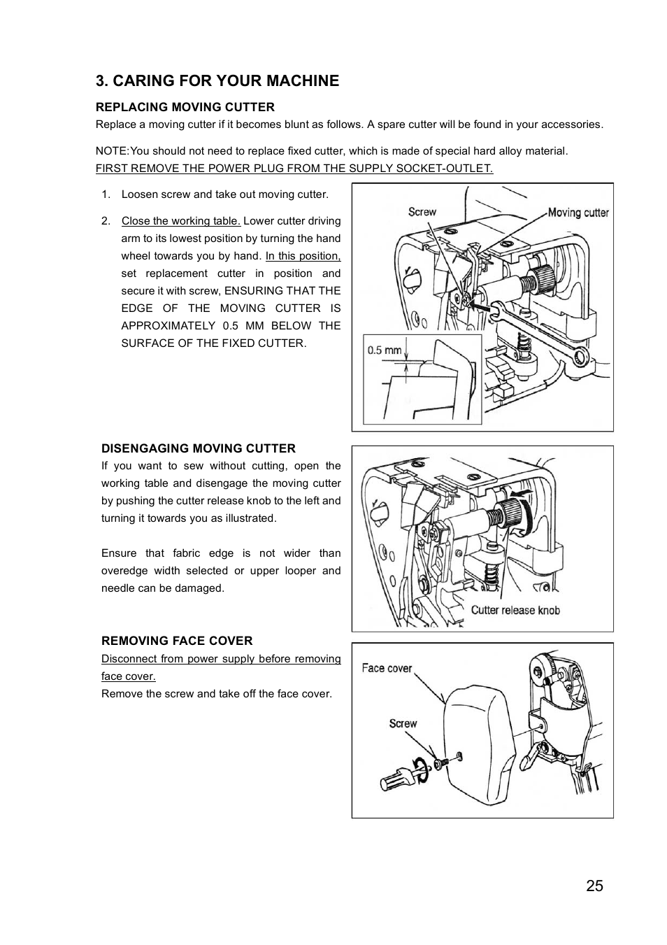 25 3. caring for your machine | Reliable 787 User Manual | Page 27 / 32