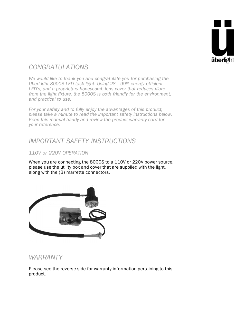 Reliable 8000S User Manual | 2 pages