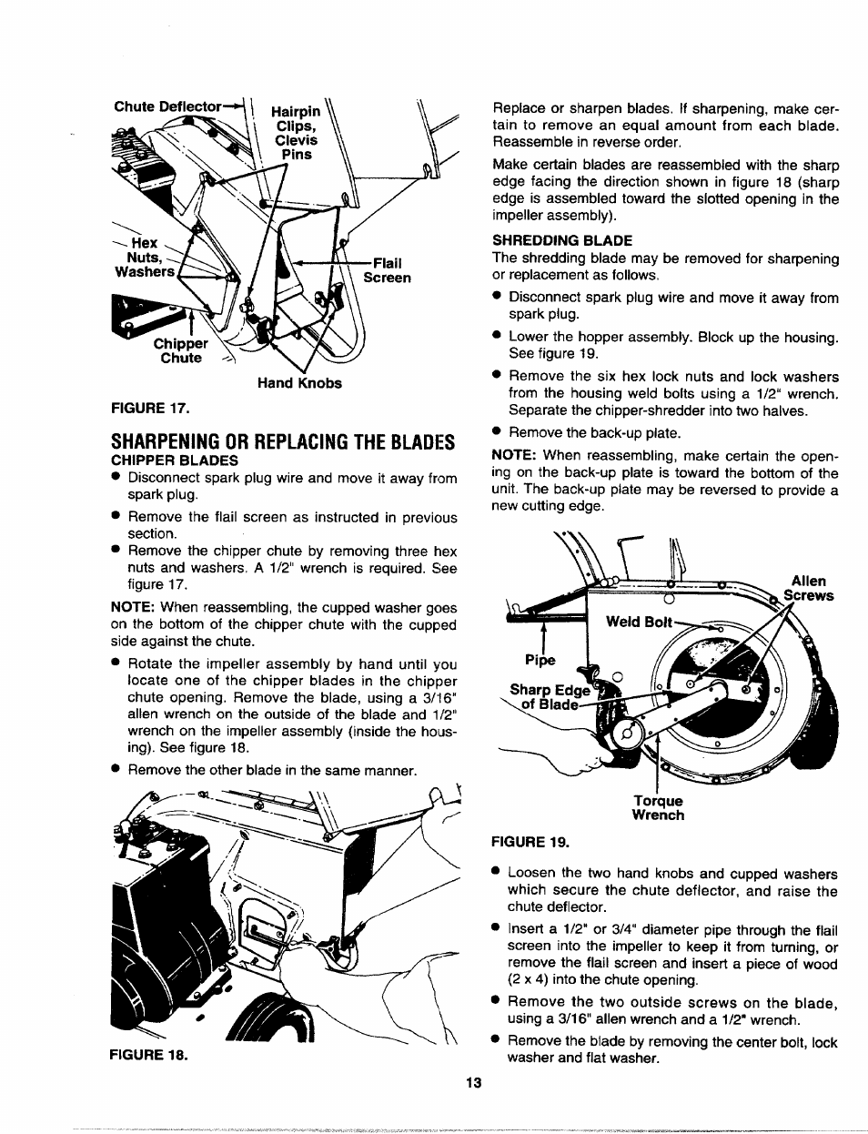 Sharpening or replacing the blades | Craftsman 247.795940 User Manual | Page 13 / 36