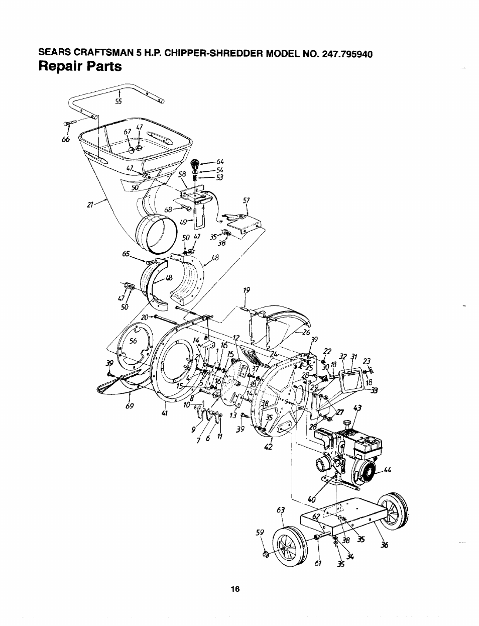 Repair parts | Craftsman 247.795940 User Manual | Page 16 / 36