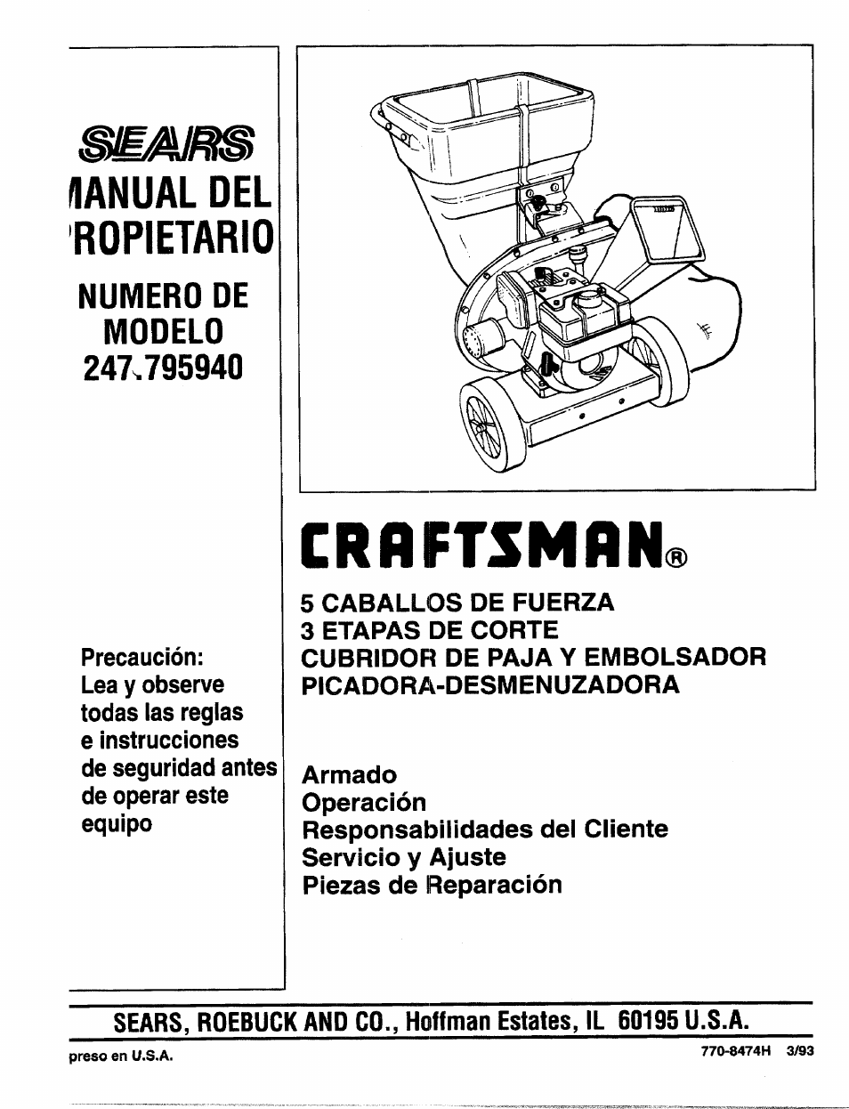 Ropietario, Crflftsmrn | Craftsman 247.795940 User Manual | Page 21 / 36