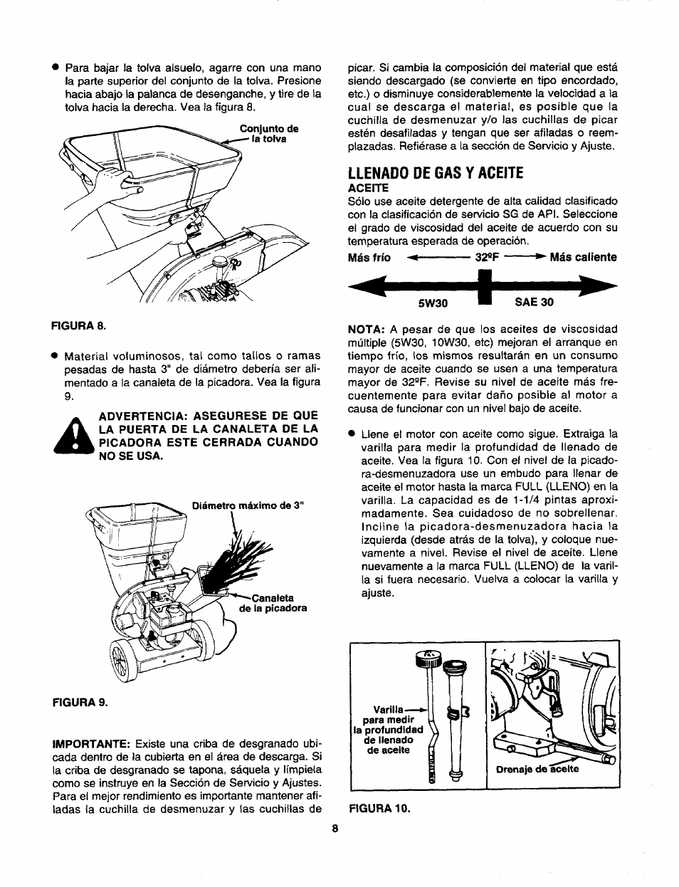 Llenado de gas y aceite | Craftsman 247.795940 User Manual | Page 28 / 36