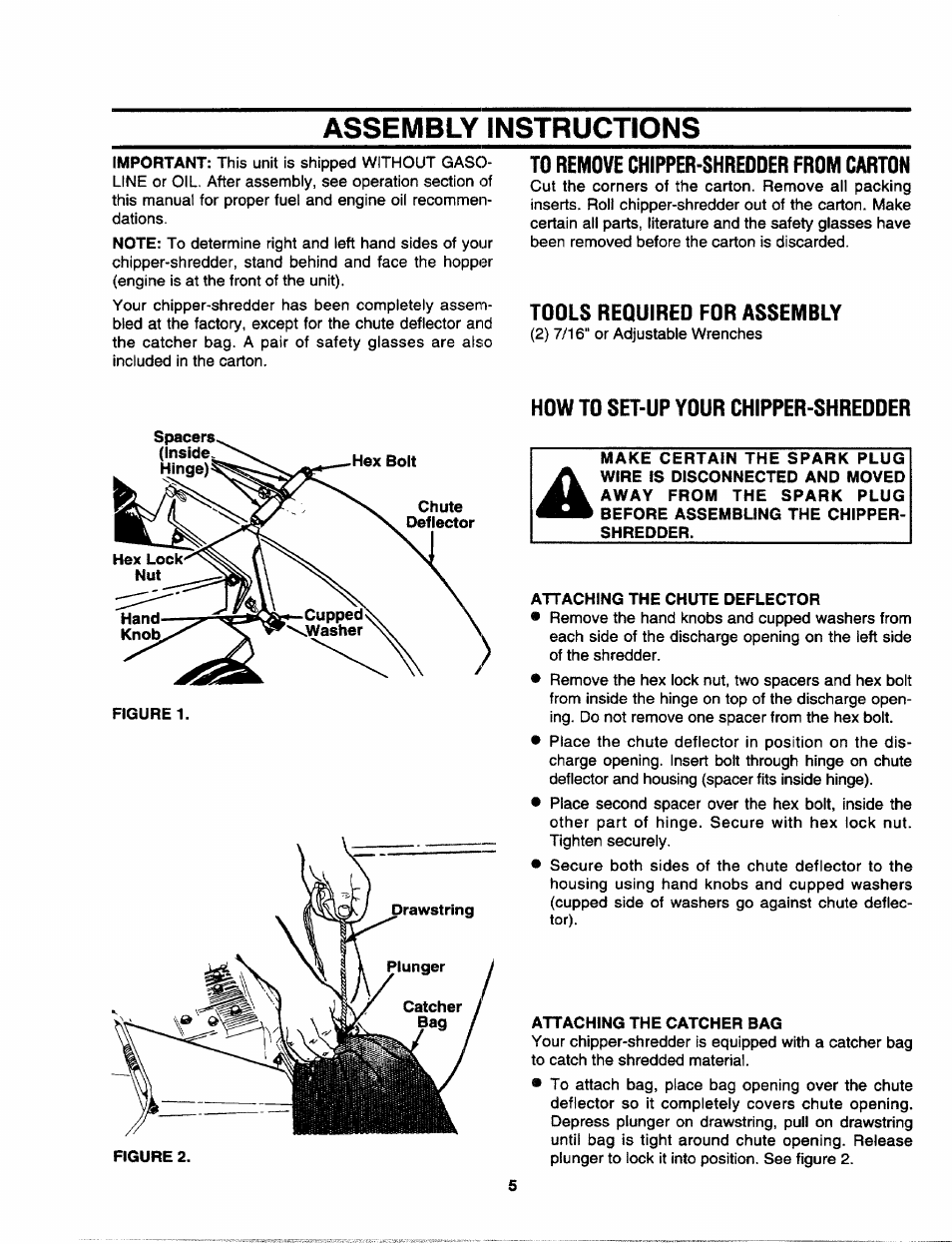 Assembly instructions, To remove chipper-shredder from carton, Tools required for assembly | How to set-up your chipper-shredder | Craftsman 247.795940 User Manual | Page 5 / 36