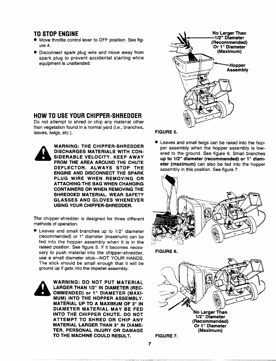 To stop engine, How to use your chipper-shredder | Craftsman 247.795940 User Manual | Page 7 / 36