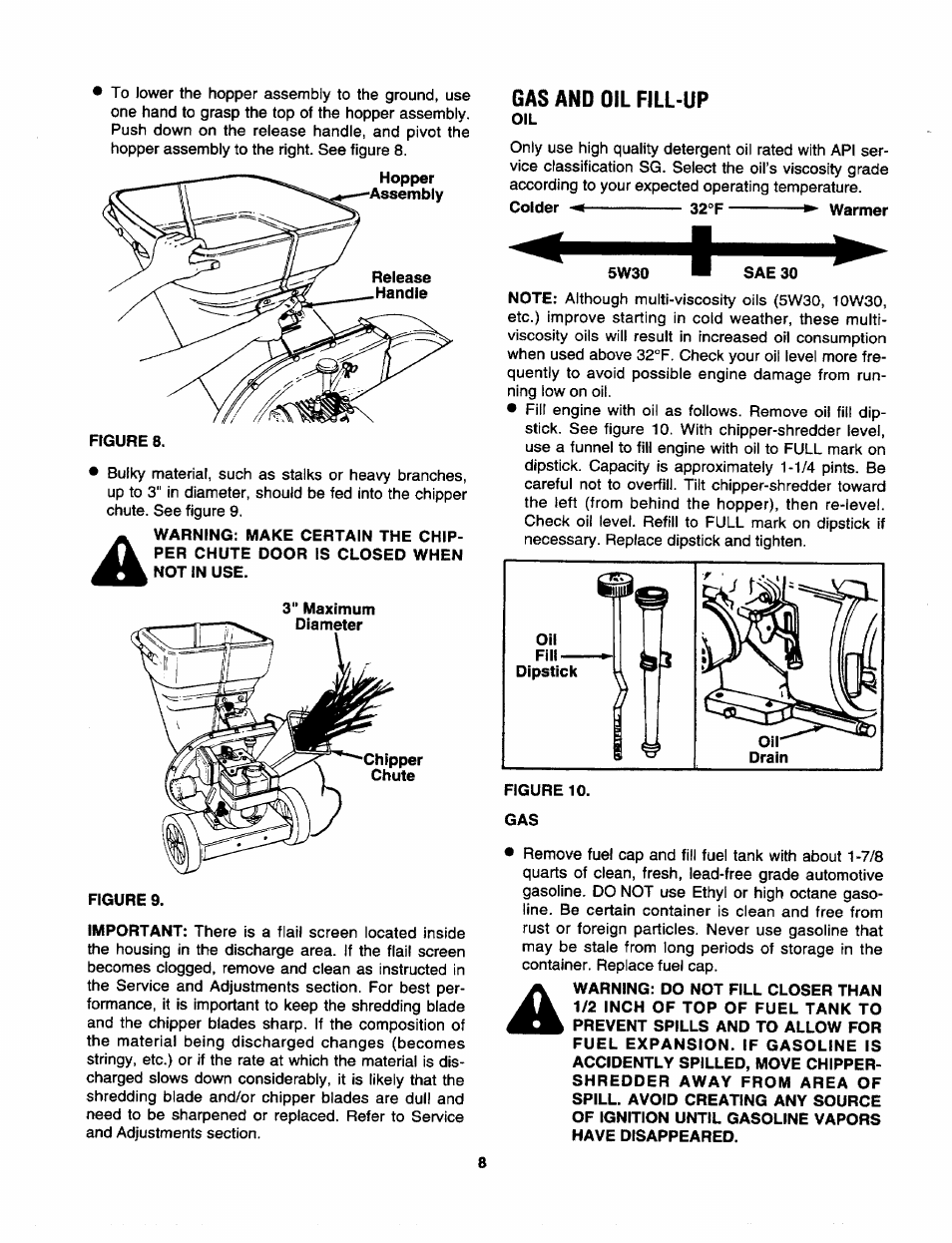 Gas and oil fill-up | Craftsman 247.795940 User Manual | Page 8 / 36