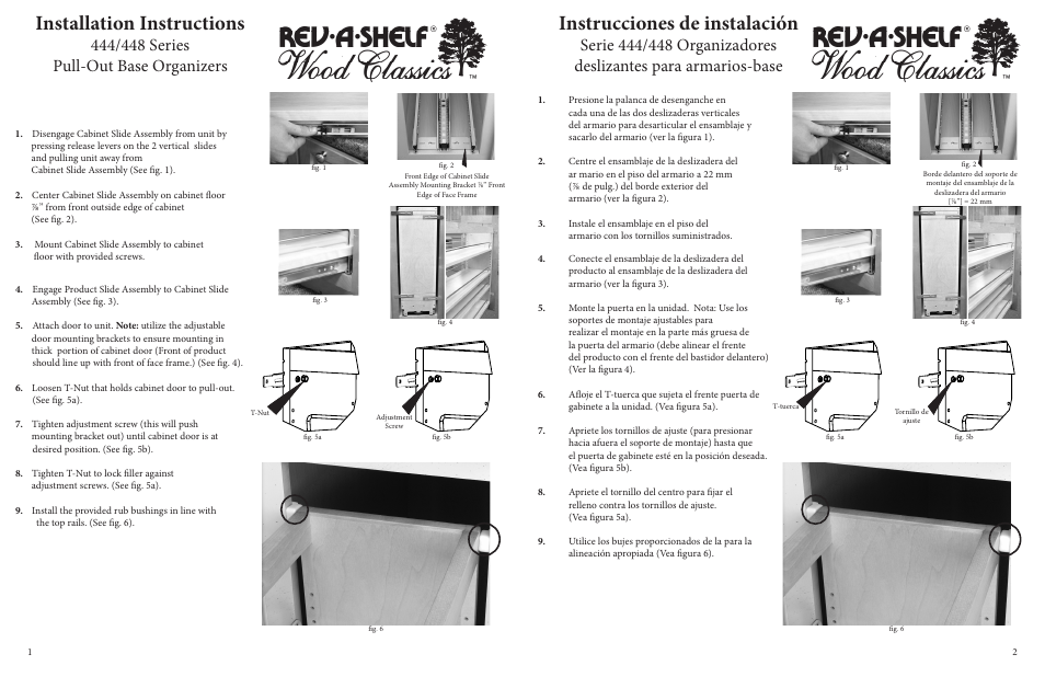 Instrucciones de instalación, Installation instructions | Rev-A-Shelf 444-BC-8SS User Manual | Page 2 / 2