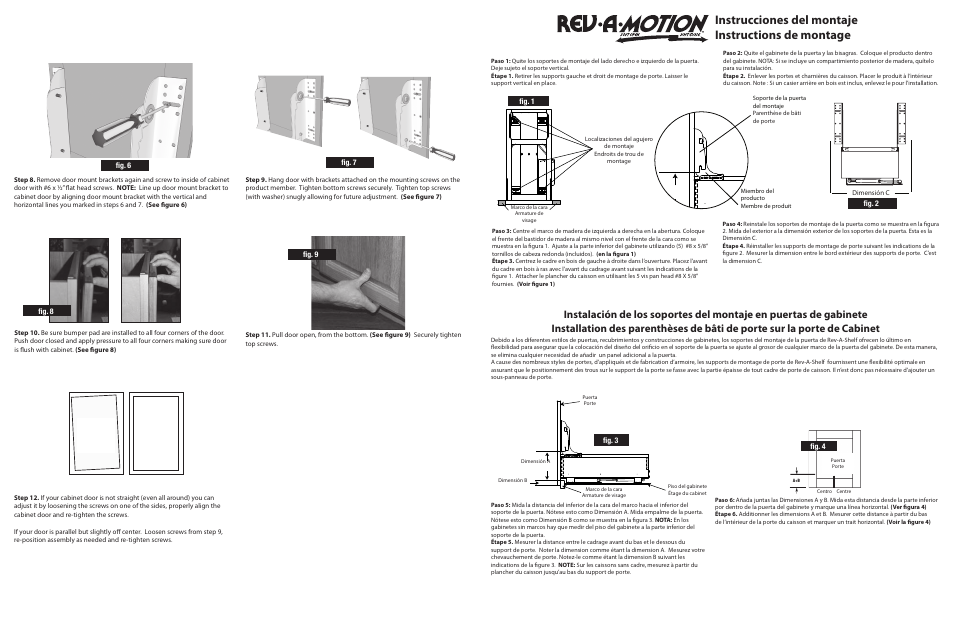 Alternative “easy install, Door mounting brackets tape, Door | Step 7, Step 8, Step 9, Step 6, Step 10, Step 11, Step 12 | Rev-A-Shelf 4WH-RM-15DM-1 User Manual | Page 2 / 2