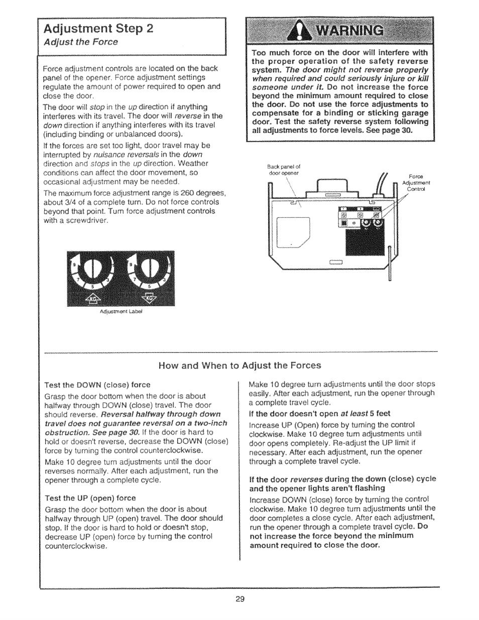 Adjö'stfnent step 2, How and when to adjust the forces, Warnittti | Adjust the force, Ad|ustni#f(t, Iil)!;, i -'.lyisif: 