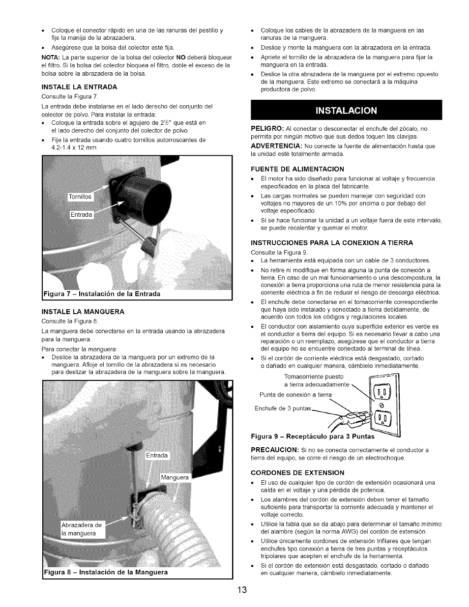 Instalacion, Instalación -14 | Craftsman 351.223140 User Manual | Page 13 / 16