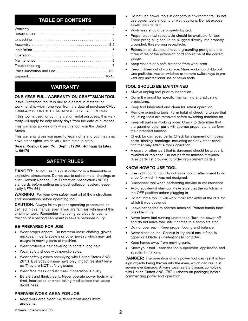 Craftsman 351.223140 User Manual | Page 2 / 16