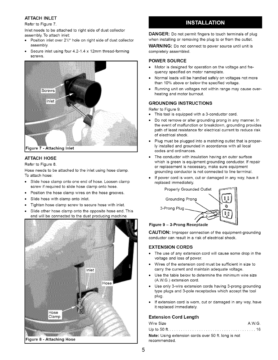 Installation | Craftsman 351.223140 User Manual | Page 5 / 16