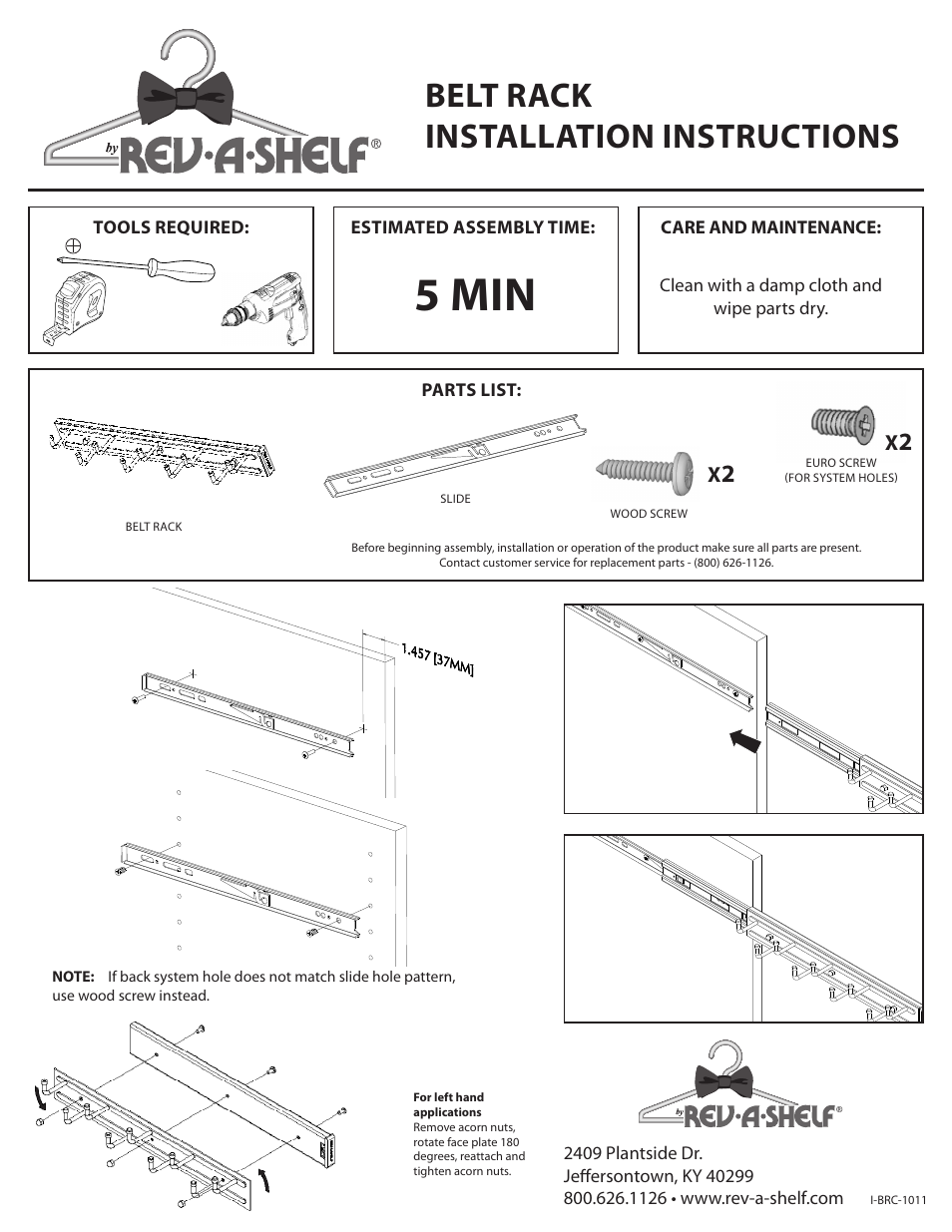 Rev-A-Shelf BRC-Series User Manual | 2 pages