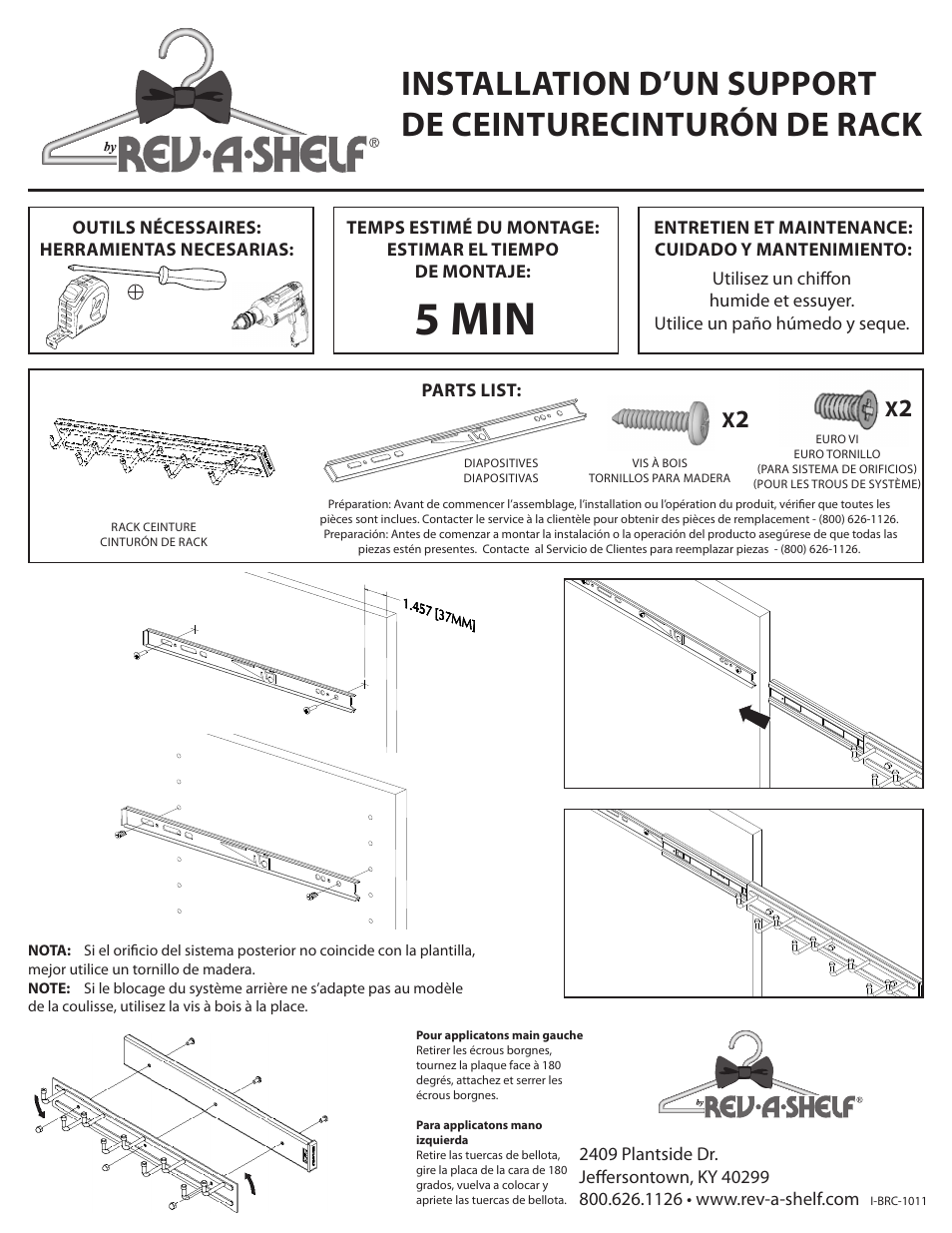 5 min | Rev-A-Shelf BRC-Series User Manual | Page 2 / 2