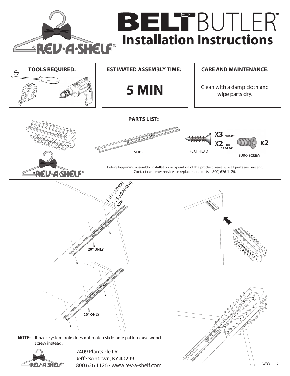 Rev-A-Shelf CWTBR-Series User Manual | 2 pages