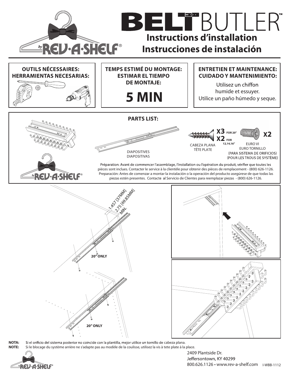 5 min | Rev-A-Shelf CWTBR-Series User Manual | Page 2 / 2