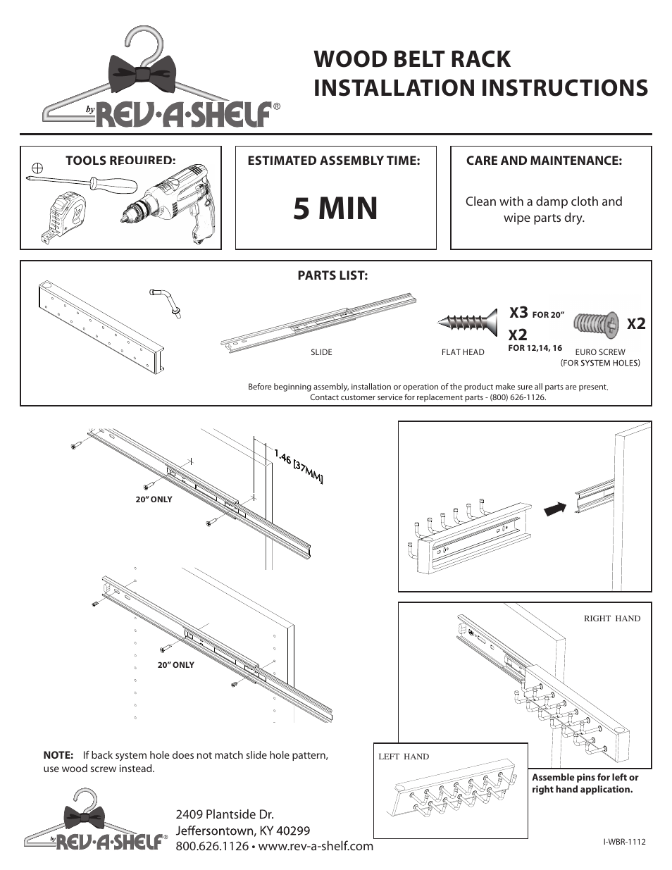 Rev-A-Shelf CWSBR-Series User Manual | 2 pages