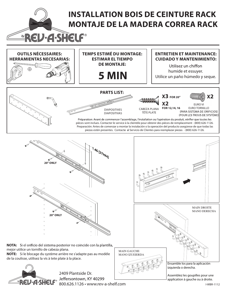 5 min | Rev-A-Shelf CWSBR-Series User Manual | Page 2 / 2