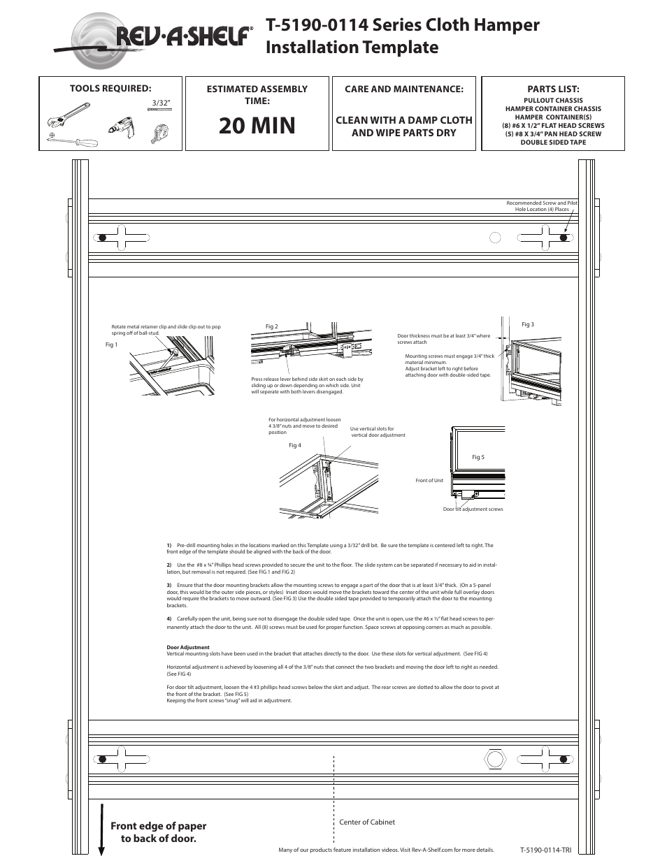 Rev-A-Shelf 5190-15RM-111 User Manual | 2 pages