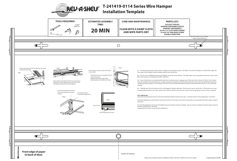 Rev-A-Shelf CH-241419-RM-211 User Manual | 2 pages