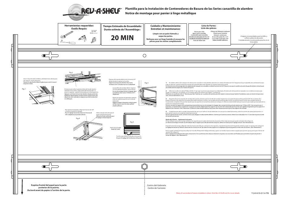 20 min | Rev-A-Shelf CH-241419-RM-211 User Manual | Page 2 / 2