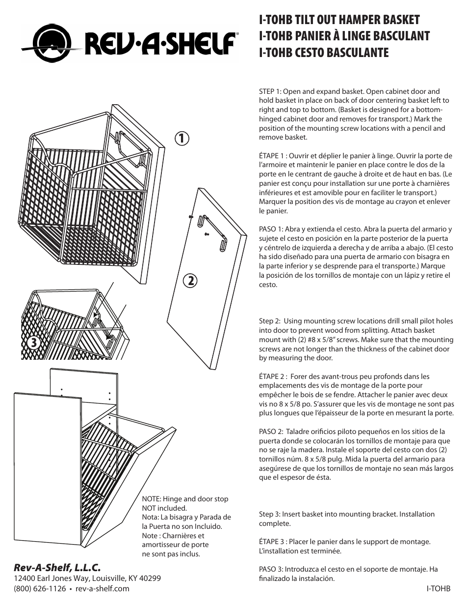 Rev-A-Shelf CTOHB-Series User Manual | 1 page