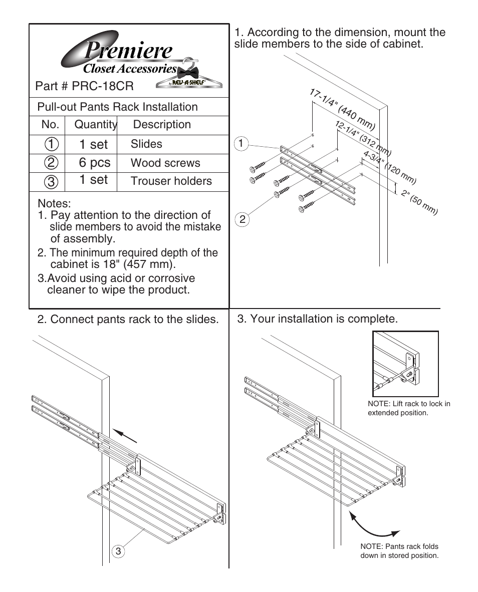 Part # prc-18cr | Rev-A-Shelf CTMB-24-52 User Manual | Page 8 / 8