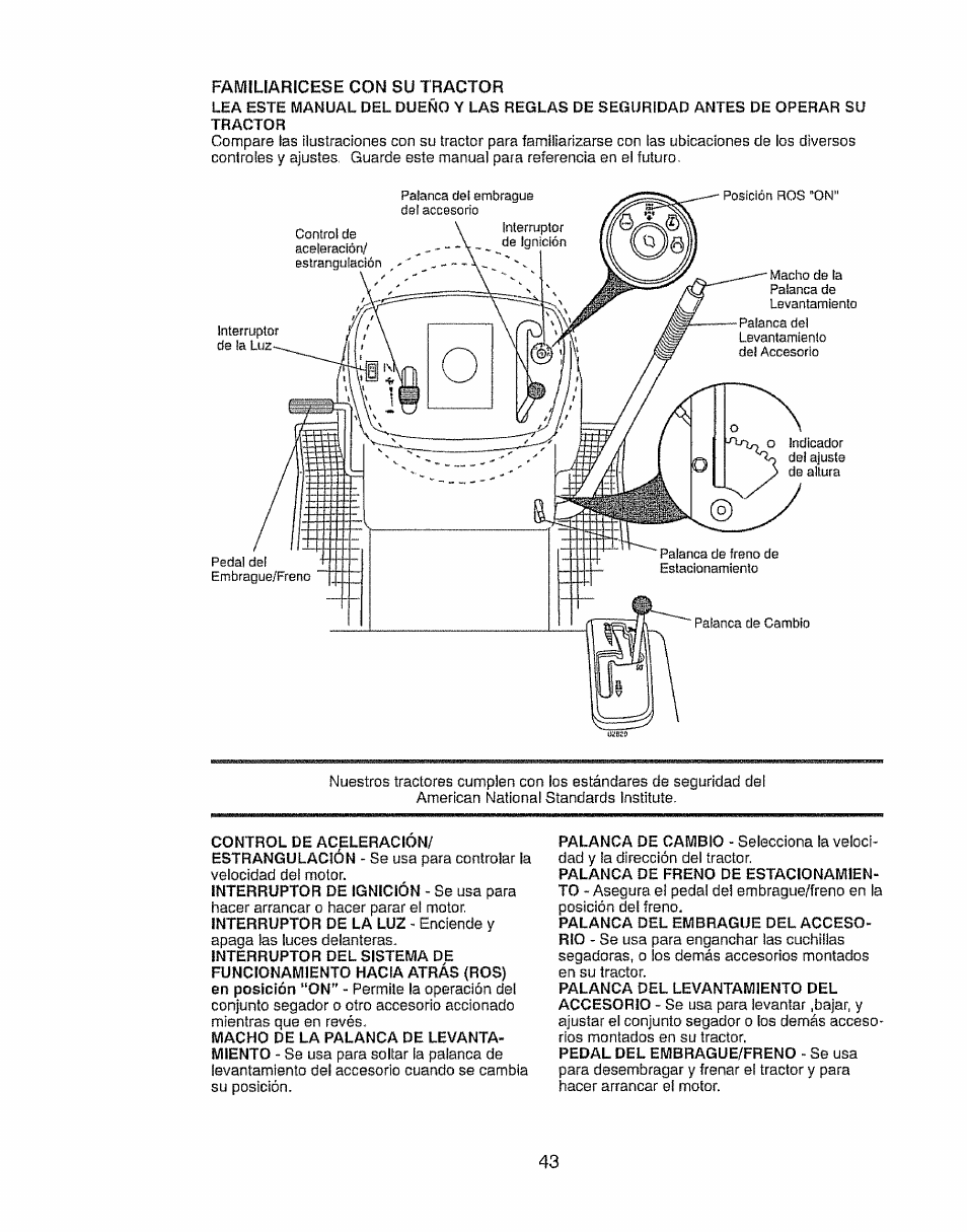 Familiaricese con su tractor | Craftsman 917.28903 User Manual | Page 43 / 64