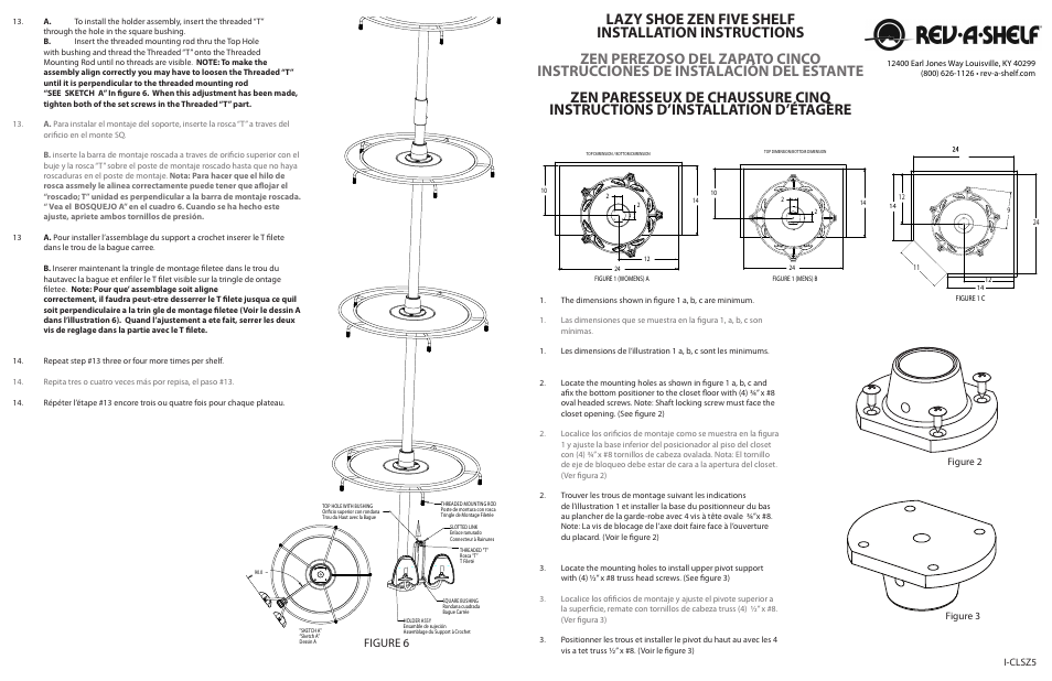 Rev-A-Shelf CLSZ-W5-96-1 User Manual | 2 pages