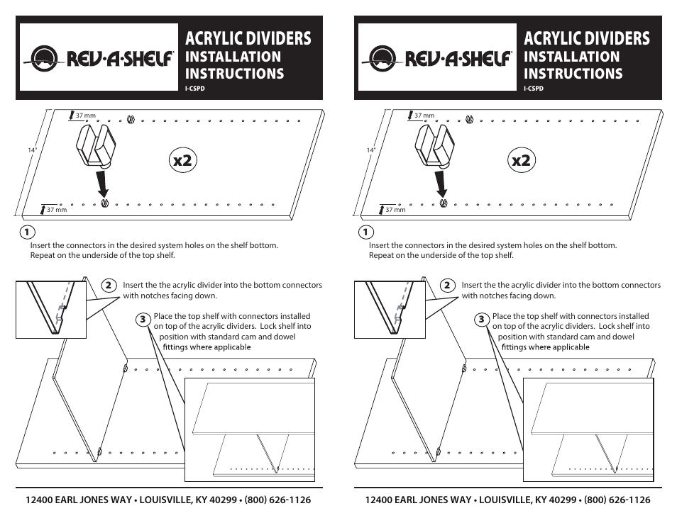 Rev-A-Shelf CSPD-6 User Manual | 1 page