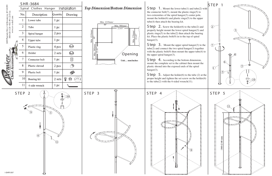 Rev-A-Shelf SHR-3684 User Manual | 1 page