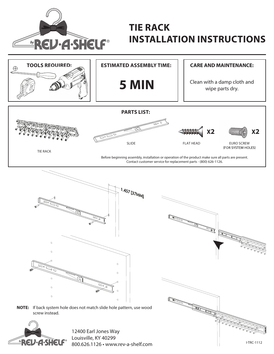Rev-A-Shelf TRC-Series User Manual | 2 pages