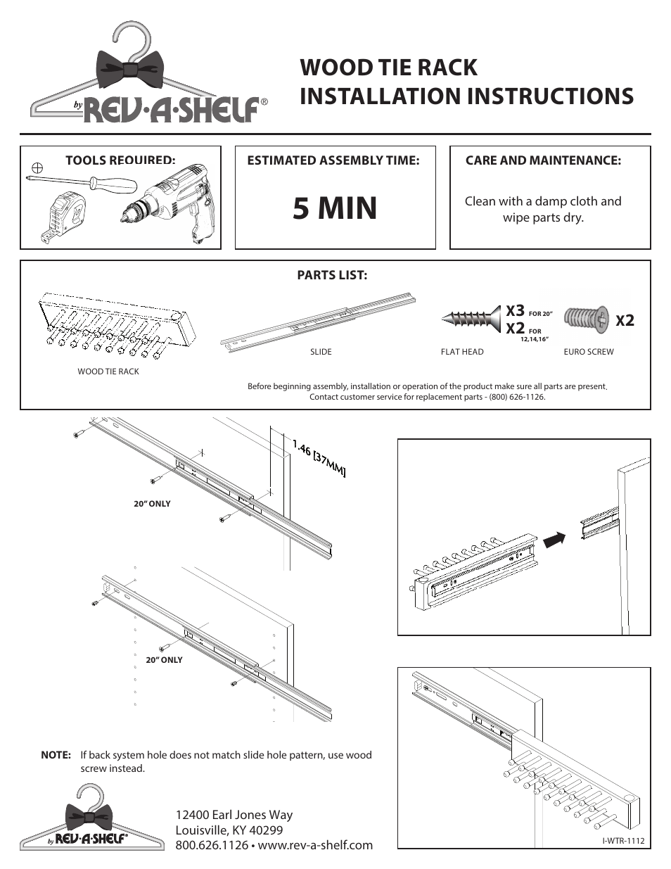 Rev-A-Shelf CWSTR-Series User Manual | 2 pages