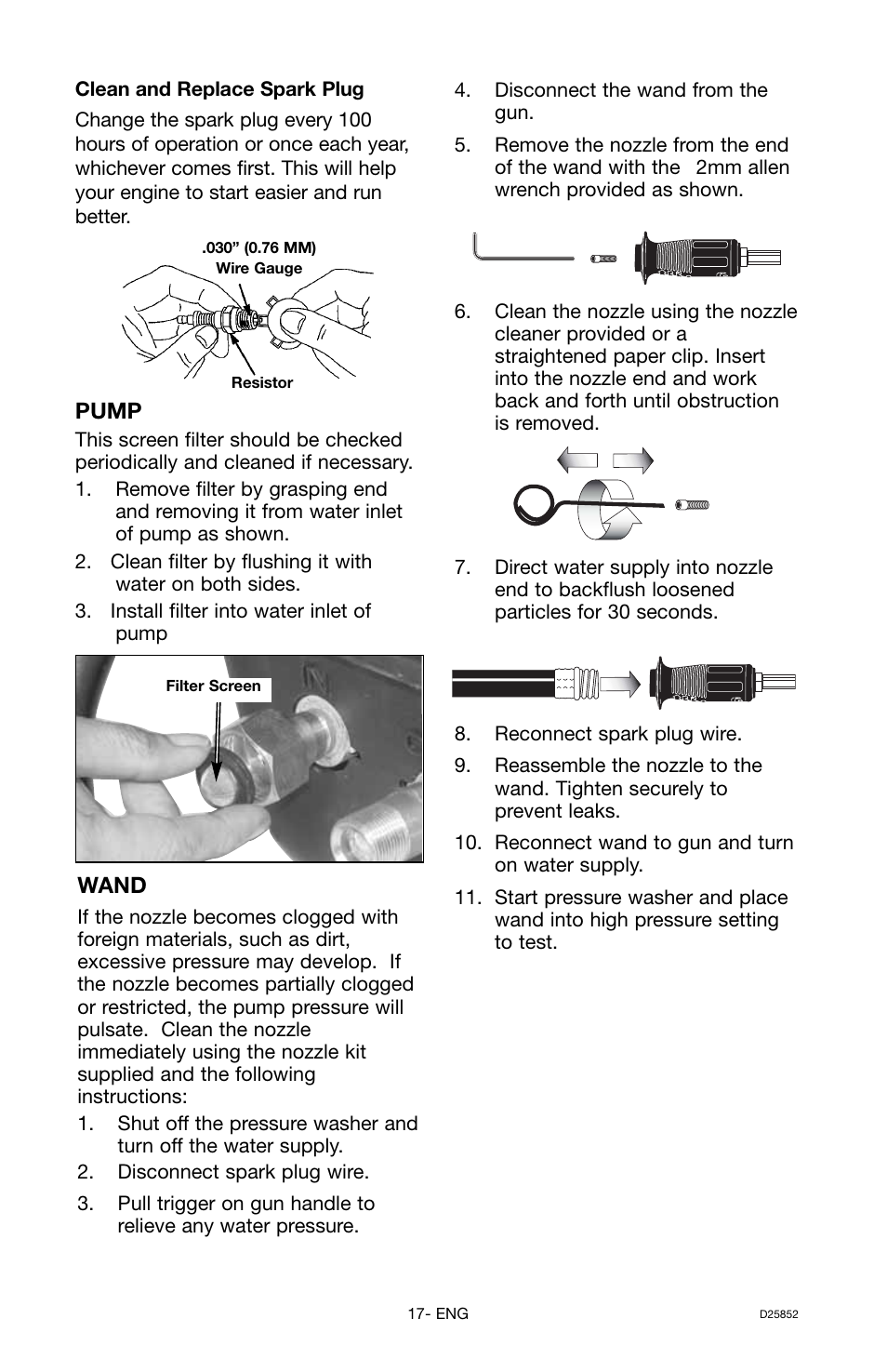 Wand, Pump | Craftsman D25852 User Manual | Page 17 / 44