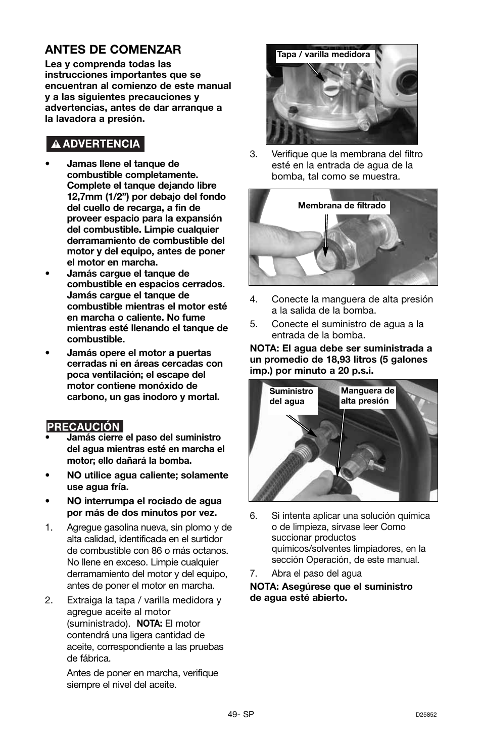 Antes de comenzar | Craftsman D25852 User Manual | Page 33 / 44