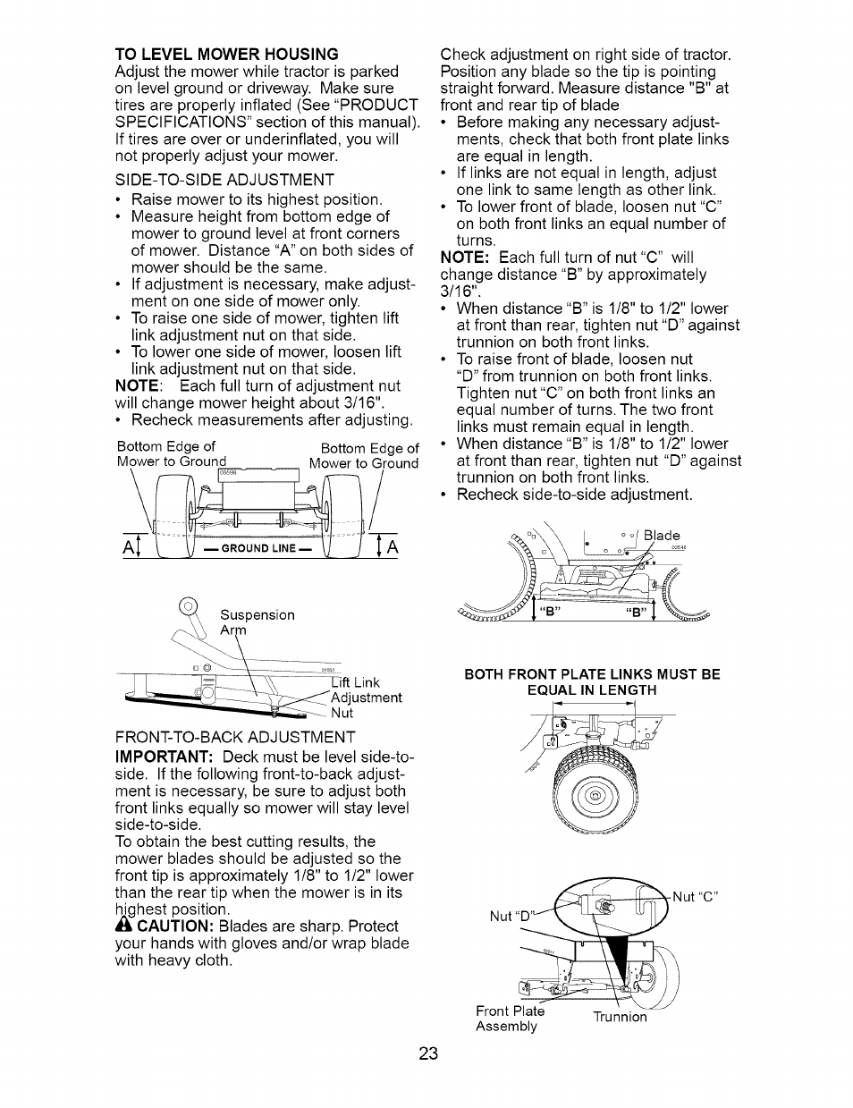 To level mower housing | Craftsman 917.276210 User Manual | Page 23 / 56