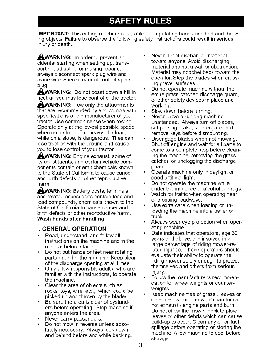 Safety rules | Craftsman 917.276210 User Manual | Page 3 / 56