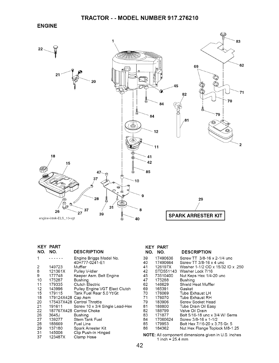 Engine | Craftsman 917.276210 User Manual | Page 42 / 56