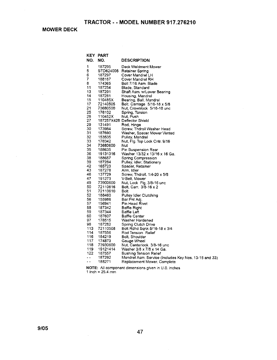 Mower deck | Craftsman 917.276210 User Manual | Page 47 / 56